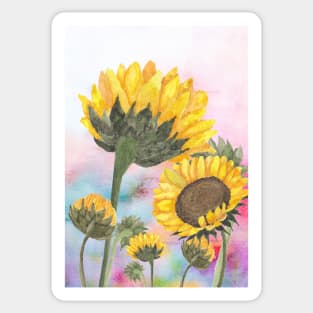 watercolor sunflowers guardin artwork Sticker